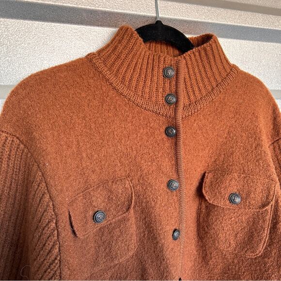 Vintage Casual Corner 100% Wool Brown Button Cardigan Sweater Size Large - Picture 7 of 8